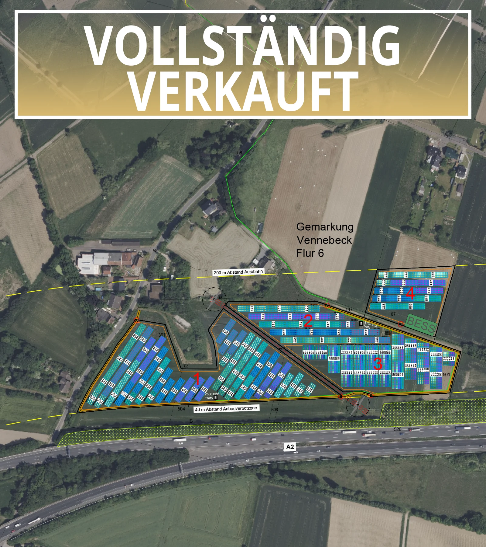 Planungsaufnahme des Solarparks Porta Westfalica von Grötsch & Partner – moderne PV-Freiflächenanlage als IAB-Investment