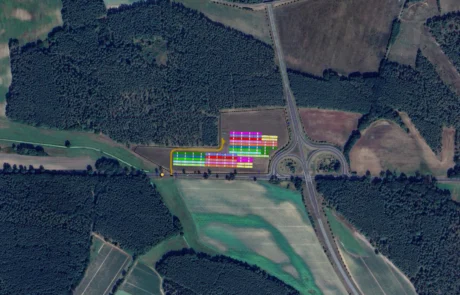 Technisches Layout der PVA Bensdorf mit Freiflächenmodulen