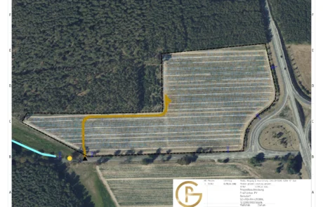 Planung des Solarparks Bensdorf mit Modulfeldern und Speicherbereich