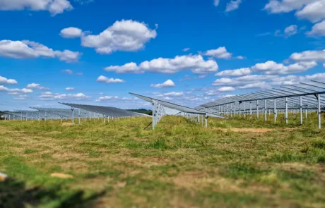Morgenstimmung über den Modulreihen in Üttfeld