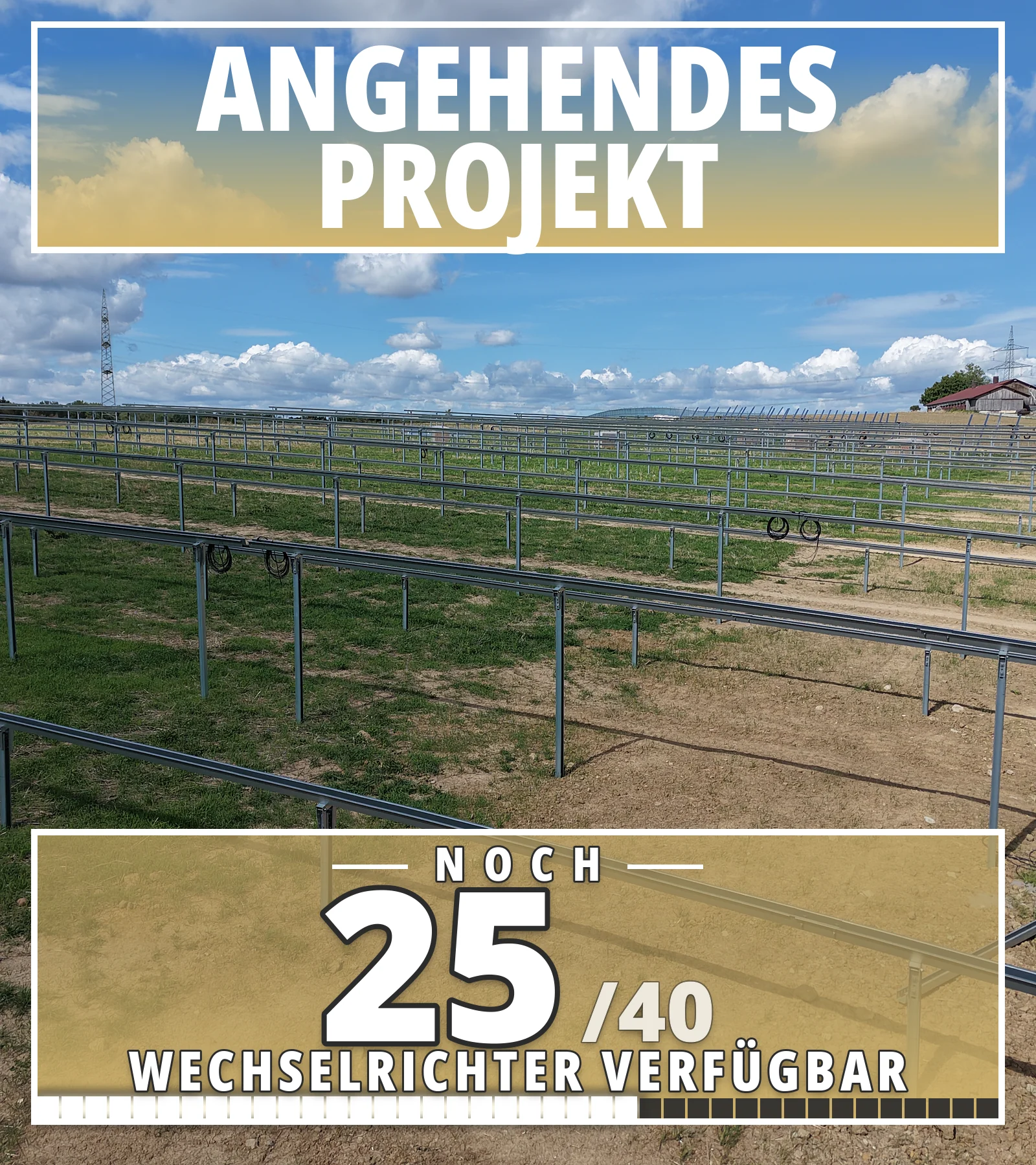 Solarpark Mulfingen II Verfügbarkeit Solarpark Mulfingen II: noch 25 von 40 Wechselrichtern verfügbar – PV-Freiflächenanlage von Grötsch & Partner im Hohenlohekreis, Baden-Württemberg