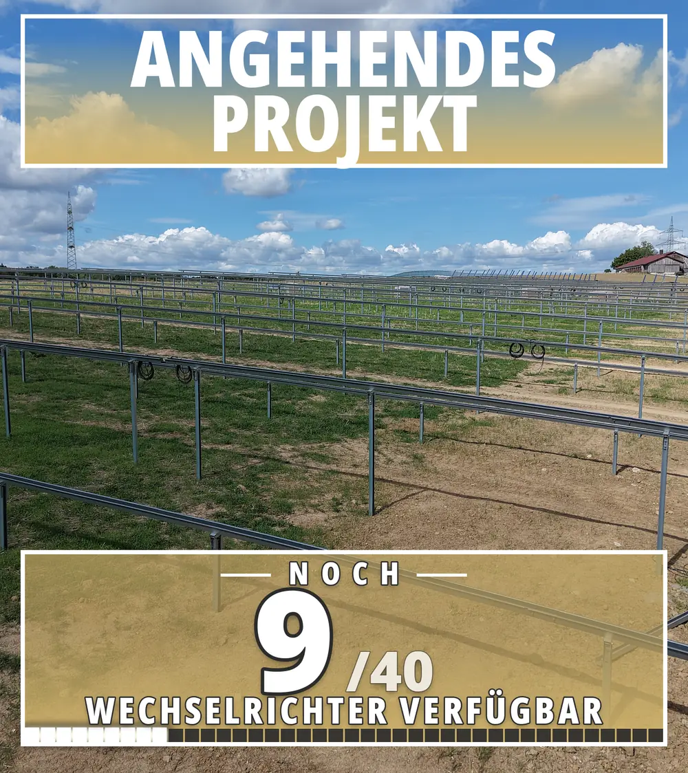 Solarpark Mulfingen II – noch 9 von 40 Wechselrichtern verfügbar Solarpark Mulfingen II: noch 9 von 40 Wechselrichtern verfügbar – PV-Freiflächenanlage von Grötsch & Partner im Hohenlohekreis, Baden-Württemberg
